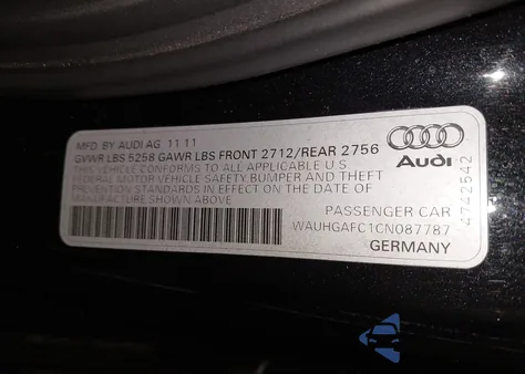 2012 Audi A6 3.0 Premium из США, поврежденный, VIN WAUHGAFC1CN087787